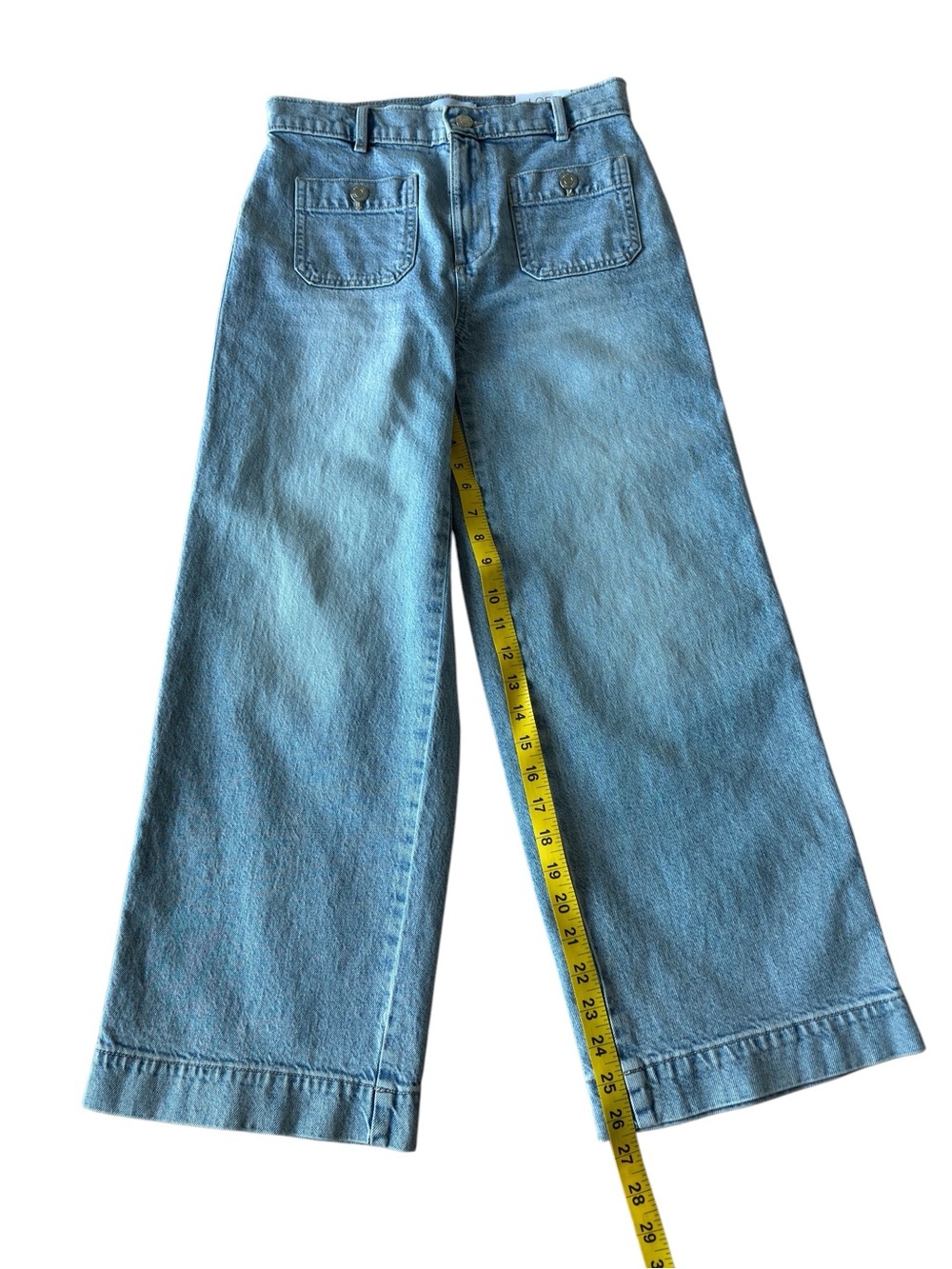LOFT Palmer Denim Wide Leg Crop Pants Size 25 In Refined Blue - Picture 3 of 10